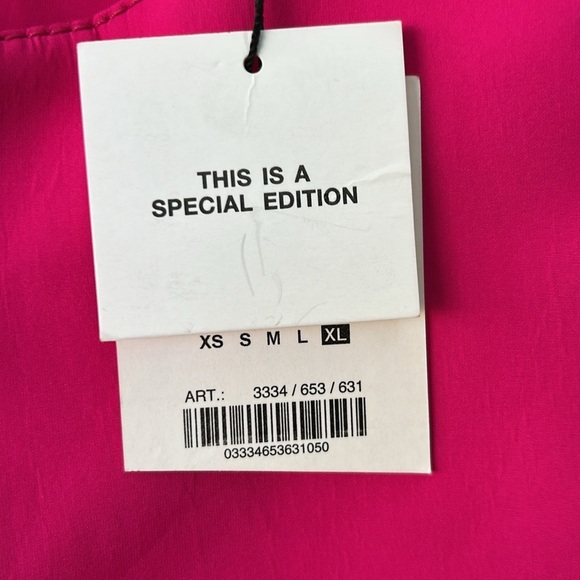 NWT Zara Limited Edition Pink Voluminos Ruffled Top Fuchsia Pink Sz XL - Picture 3 of 6